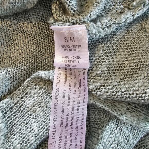 Wishlist women's spa aqua green star pattern lightweight knitted Sweater Sz S/M - Picture 12 of 15